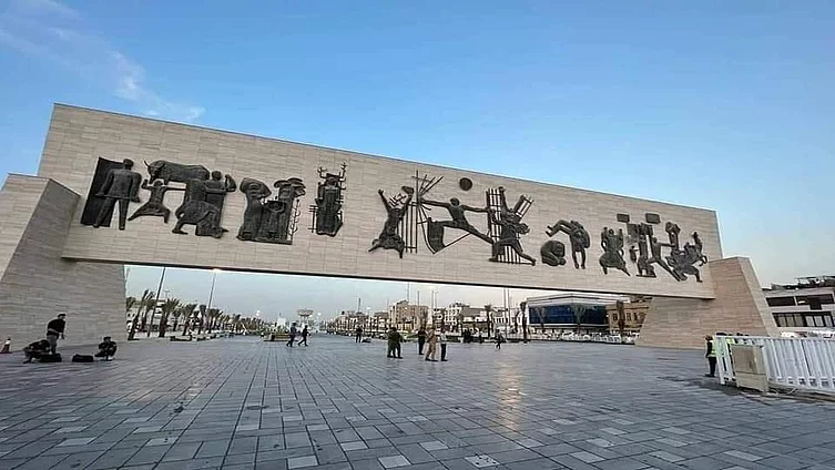 The Freedom Monument (Nasb al-Hurriyah) is situated in Tahrir Square in Baghdad, Iraq.
