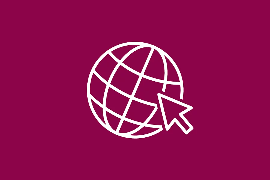 White FES icon shows a globe with an arrow on a dark red background