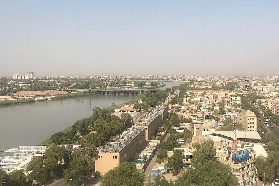 A panoramic view of Baghdad, the capital of Iraq, with the River Tigris.
