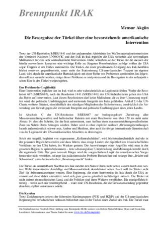 Die Besorgnisse der Türkei über eine bevorstehende amerikanische Intervention