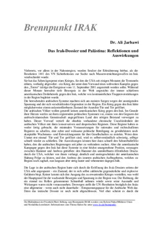 Das Irak-Dossier und Palästina