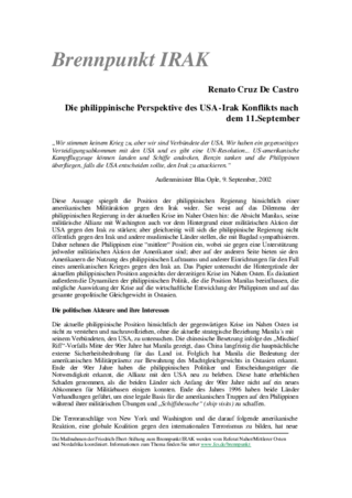 Die philippinische Perspektive des USA-Irak Konflikts nach dem 11. September